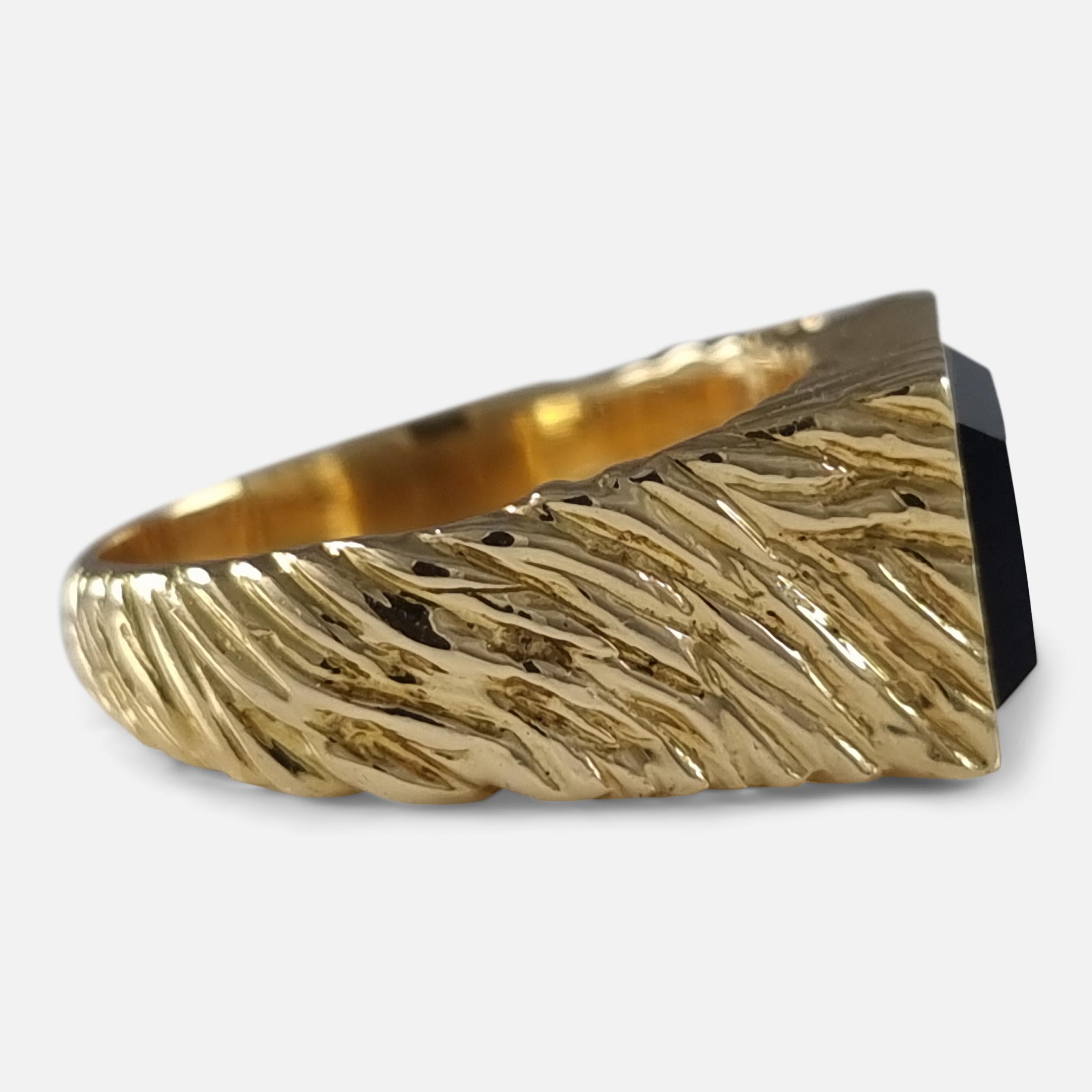 18ct Yellow Gold Onyx Signet Ring, Kutchinsky, 1971 For Sale 1