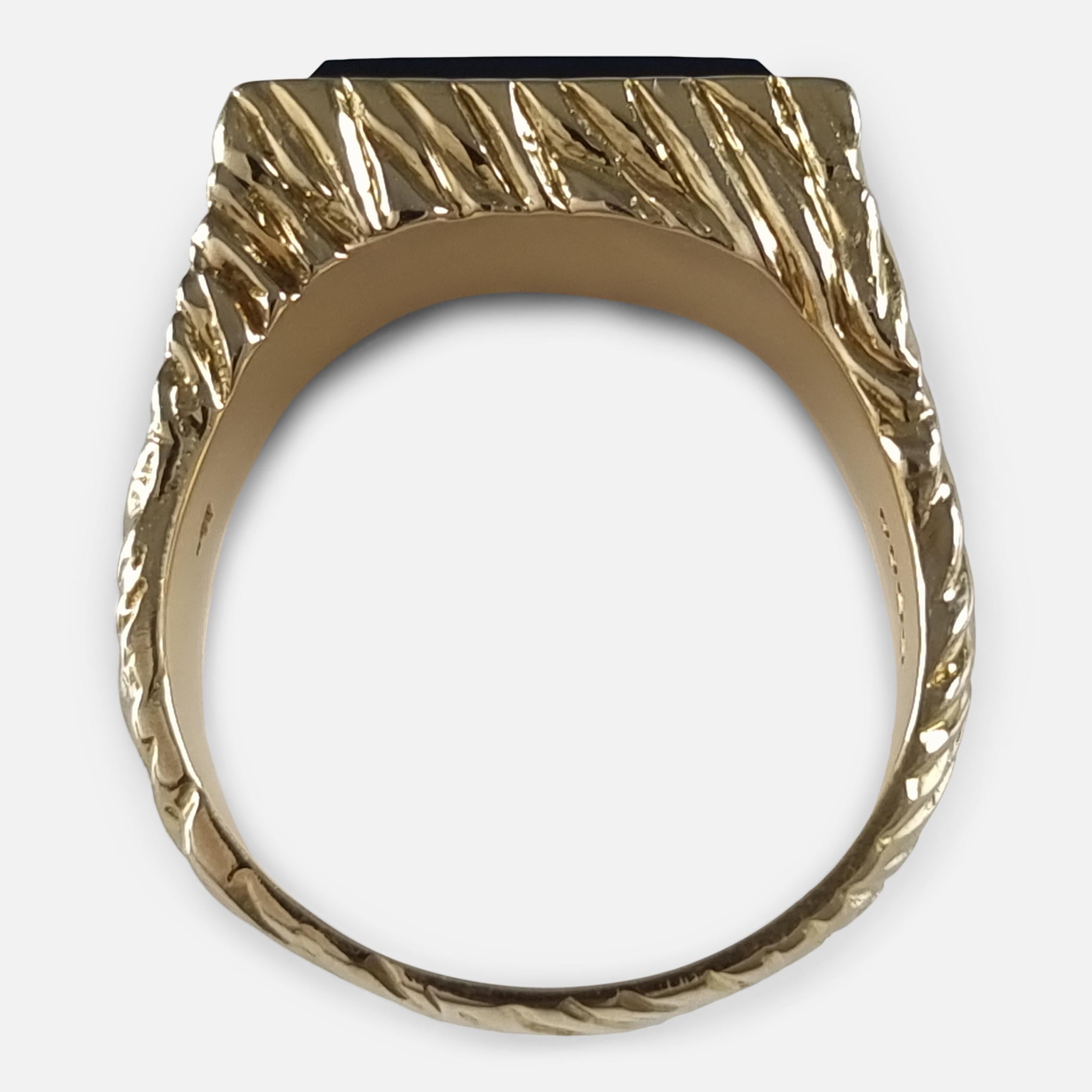 18ct Yellow Gold Onyx Signet Ring, Kutchinsky, 1971 For Sale 3