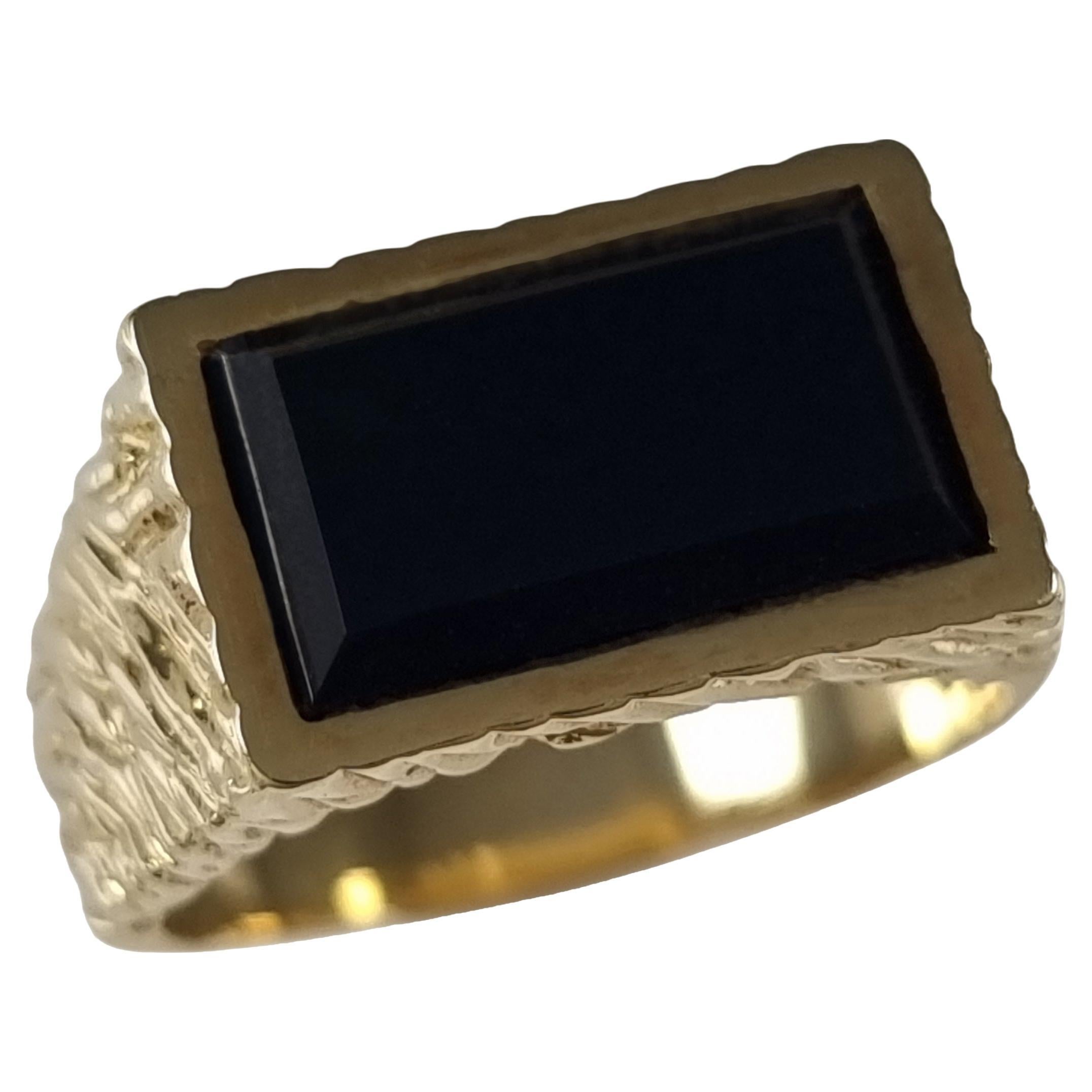 18ct Yellow Gold Onyx Signet Ring, Kutchinsky, 1971 For Sale