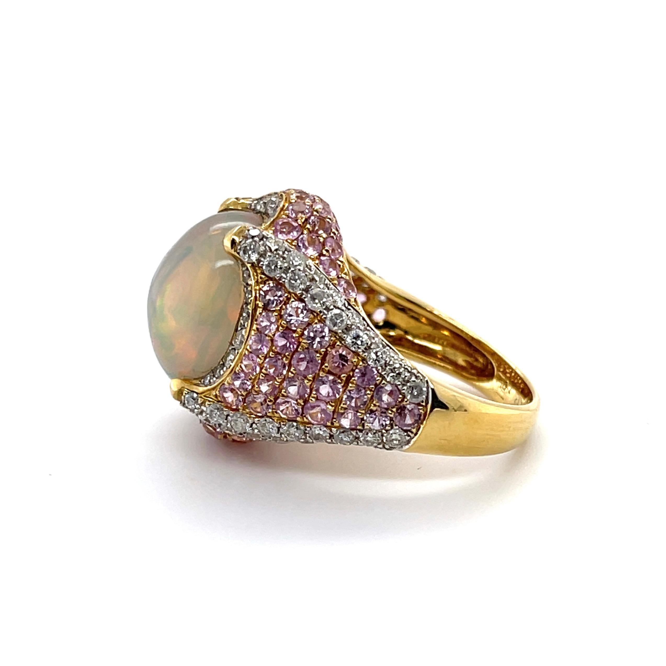 For Sale:  18ct Yellow Gold Opal, Sapphire and Diamond Ring 3