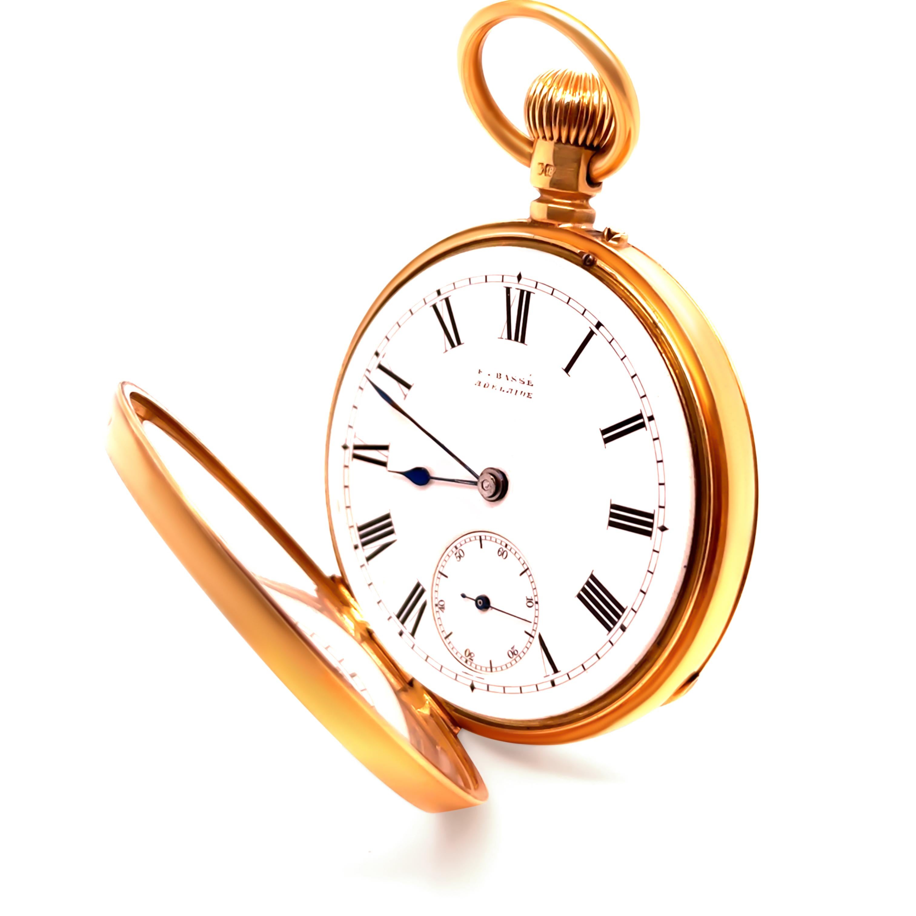 18ct Yellow Gold Open Dial Pocket Watch – 1881 – 80.9g In Excellent Condition For Sale In SYDNEY, NSW