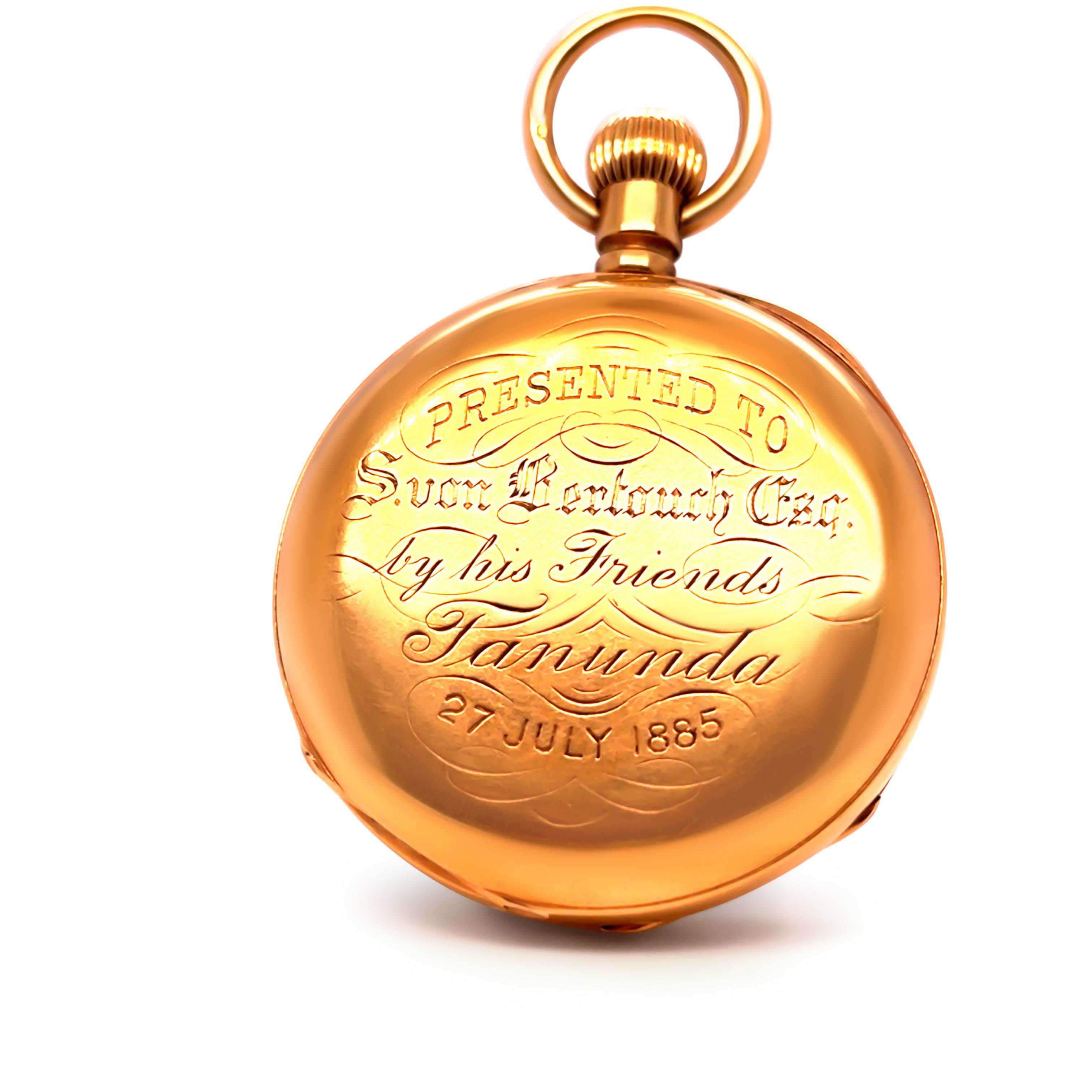 Women's or Men's 18ct Yellow Gold Open Dial Pocket Watch – 1881 – 80.9g For Sale