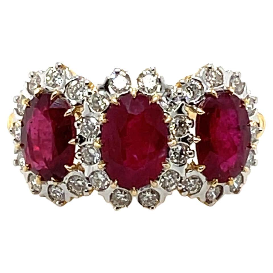 Oval Shape Ruby 2.52 Oval Shaped Ruby and Diamond Ring For Sale at 1stDibs