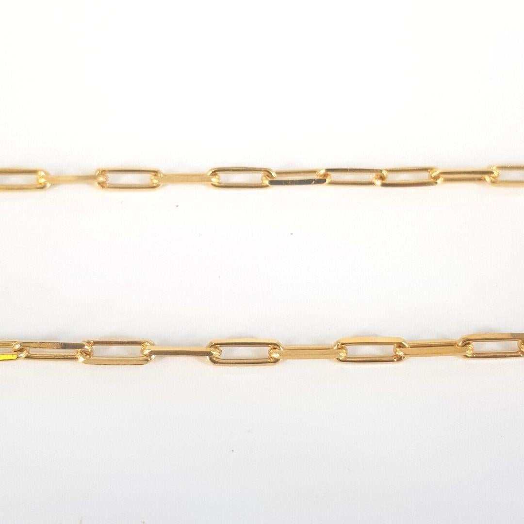 Unique
Item Attributes
Weight:			18.2 gram
Metal Colour:		Yellow gold and silver
Metal:			18ct
Length:                    710mm
Width:                      4mm
