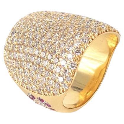 18CT Yellow Gold Pave Diamond Ring For Sale