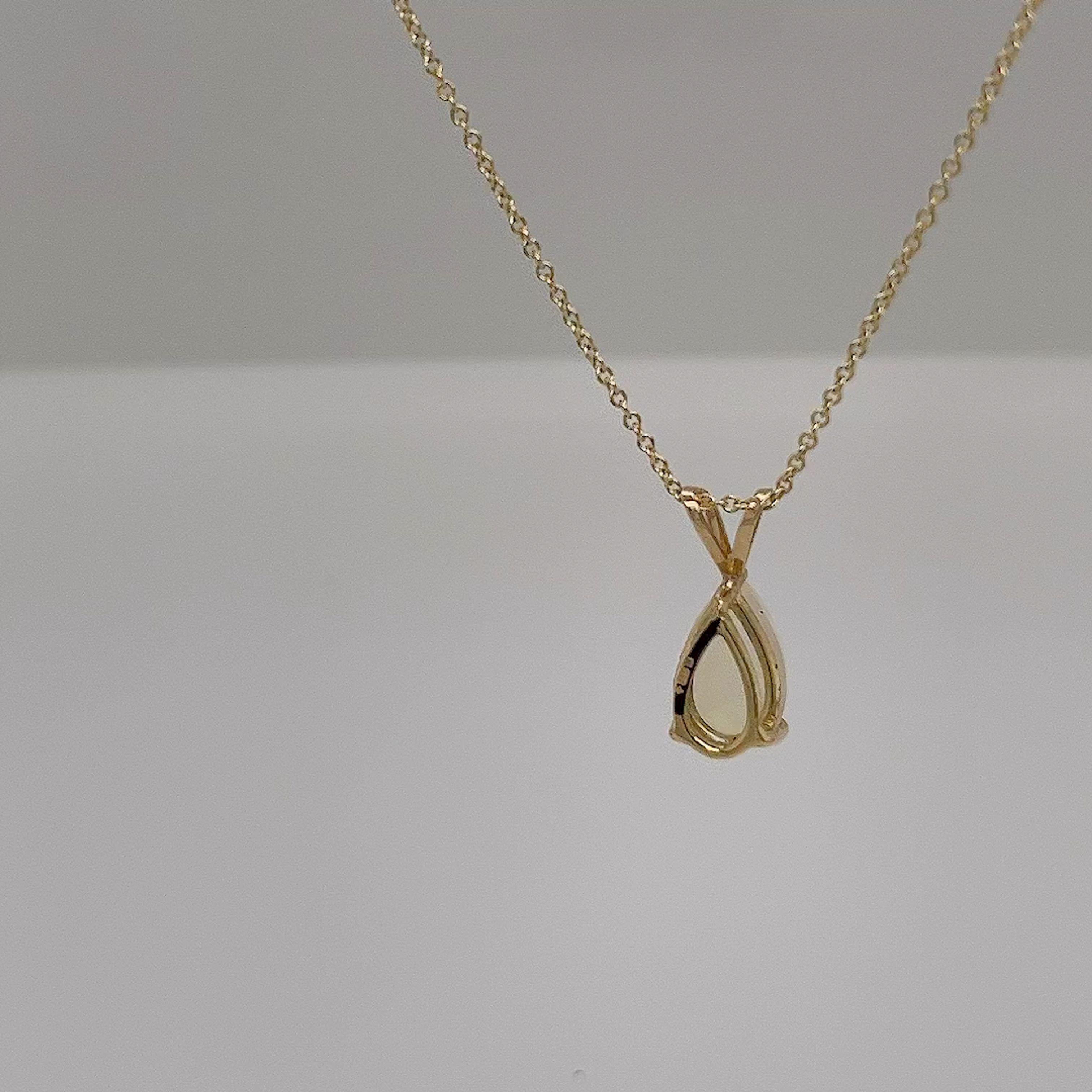 18ct Yellow Gold Pear Shape Opal Pendant on 16