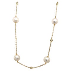 18ct Yellow Gold Pearl & Diamond Necklace