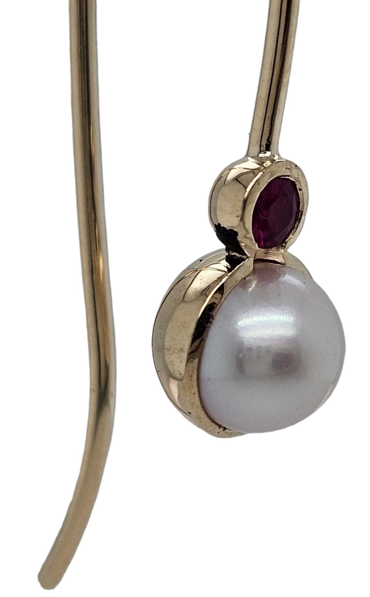 18ct Yellow Gold & Pearl Earrings Featuring Rubies 