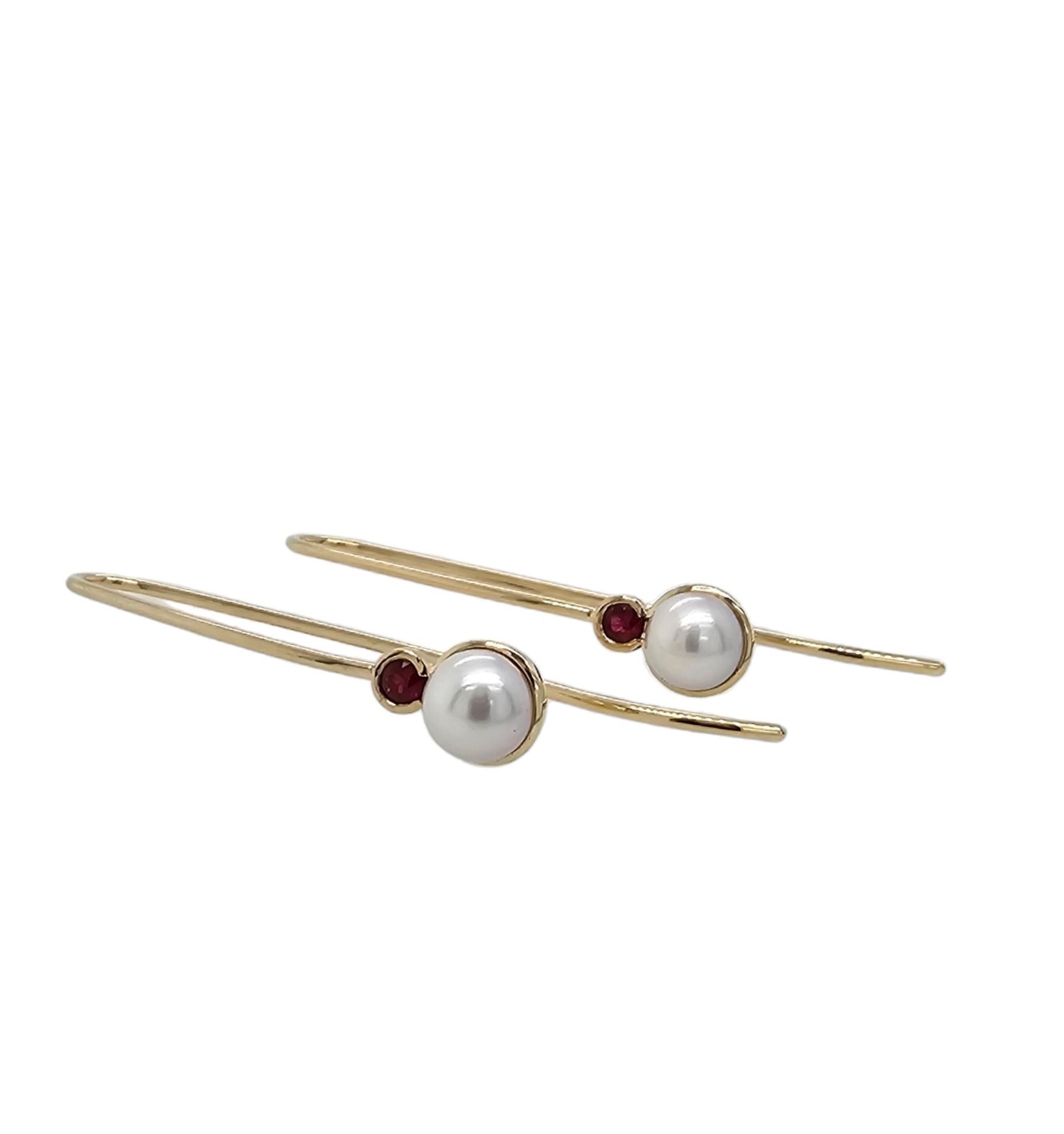 Women's 18ct Yellow Gold & Pearl Earrings Featuring Rubies 