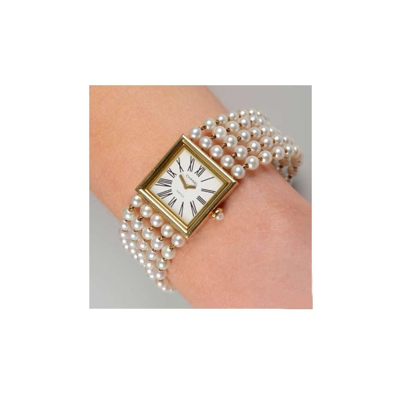 Modern 18ct Yellow Gold & Pearl 'Mademoiselle' Ladies Watch by Chanel