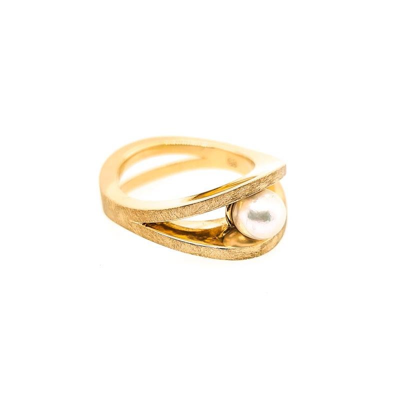 Bead 18ct Yellow Gold & Pearl Ring 