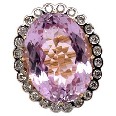 18ct Yellow Gold Pink Violet Kunzite Spodumene and Diamond Ring
