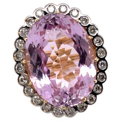 18 Karat Gelbgold Rosa Violett Kunzit Spodumen und Diamant Ring