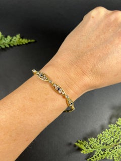 18 Karat Gelbgold & Platin, edwardianisches Saphir-Diamant-Gliederarmband