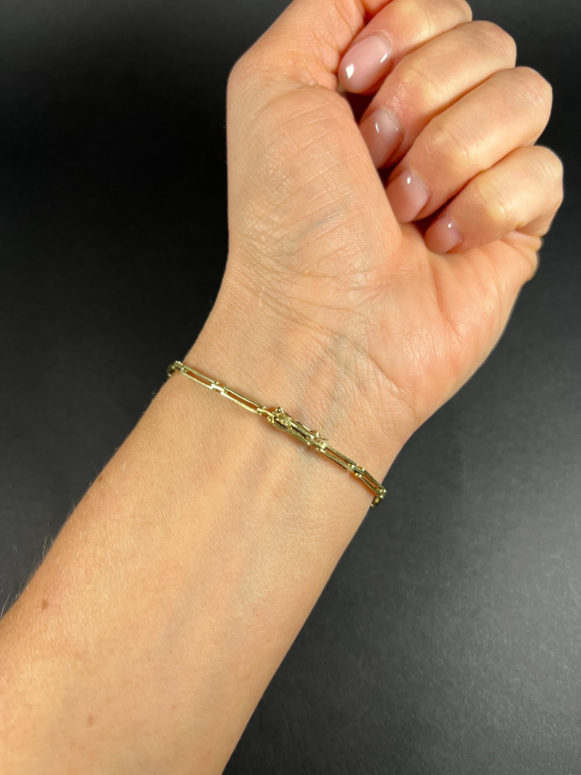 Bracelet Edwardien en or jaune 18ct et platine, saphir diamant fantaisie A Link Unisexe en vente