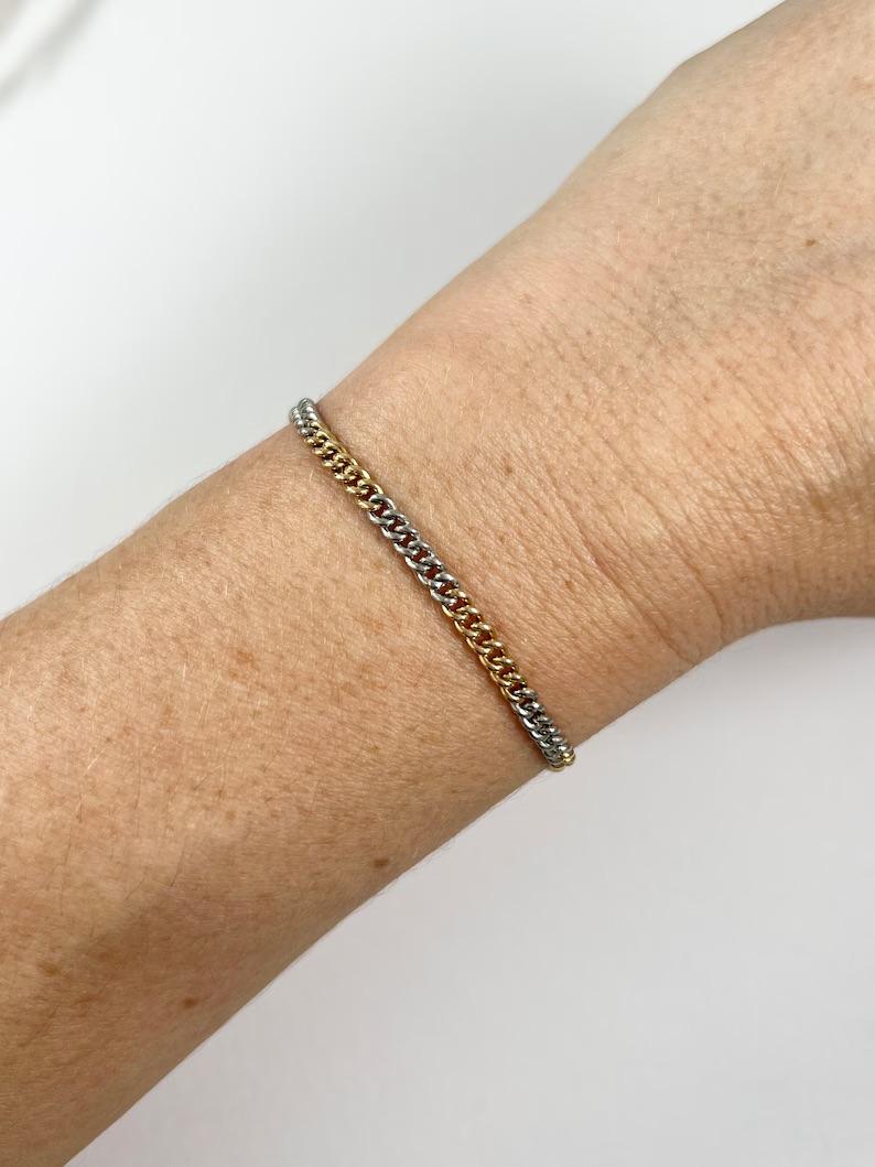 18ct Yellow Gold & Platinum Two Colour 1920s Curb Bracelet with Swivel Clasp For Sale 7