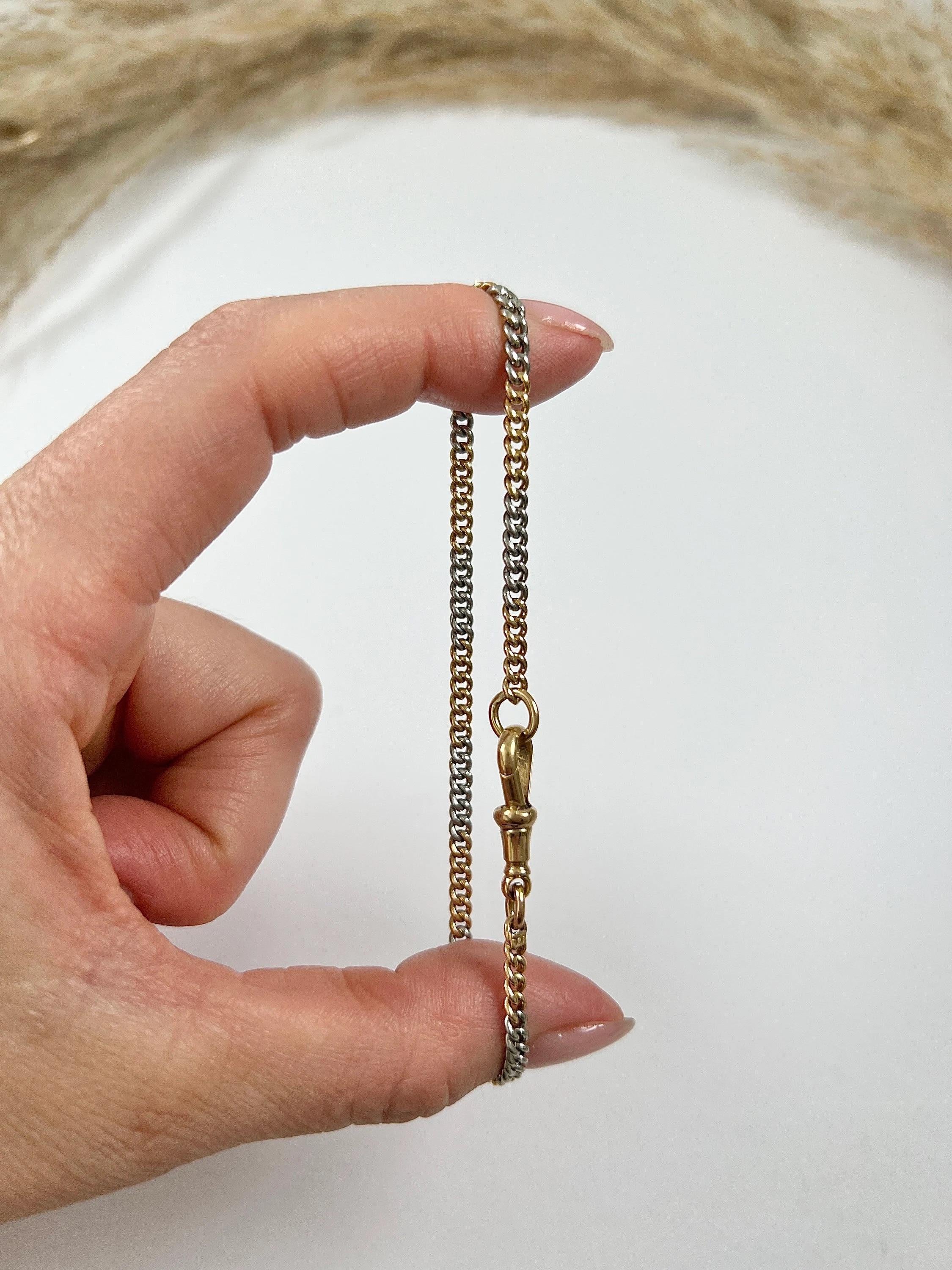 18ct Yellow Gold & Platinum Two Colour 1920s Curb Bracelet with Swivel Clasp In Good Condition For Sale In Brighton, GB