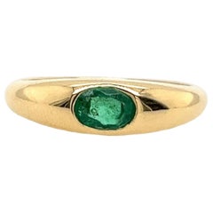 18ct Yellow Gold Ring, Set With 0.35ct Oval Natural Fine Quality Emerald