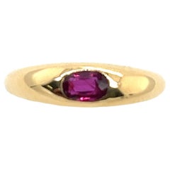 18ct Yellow Gold Ring, Set With 0.40ct Oval Natural Fine Quality Ruby