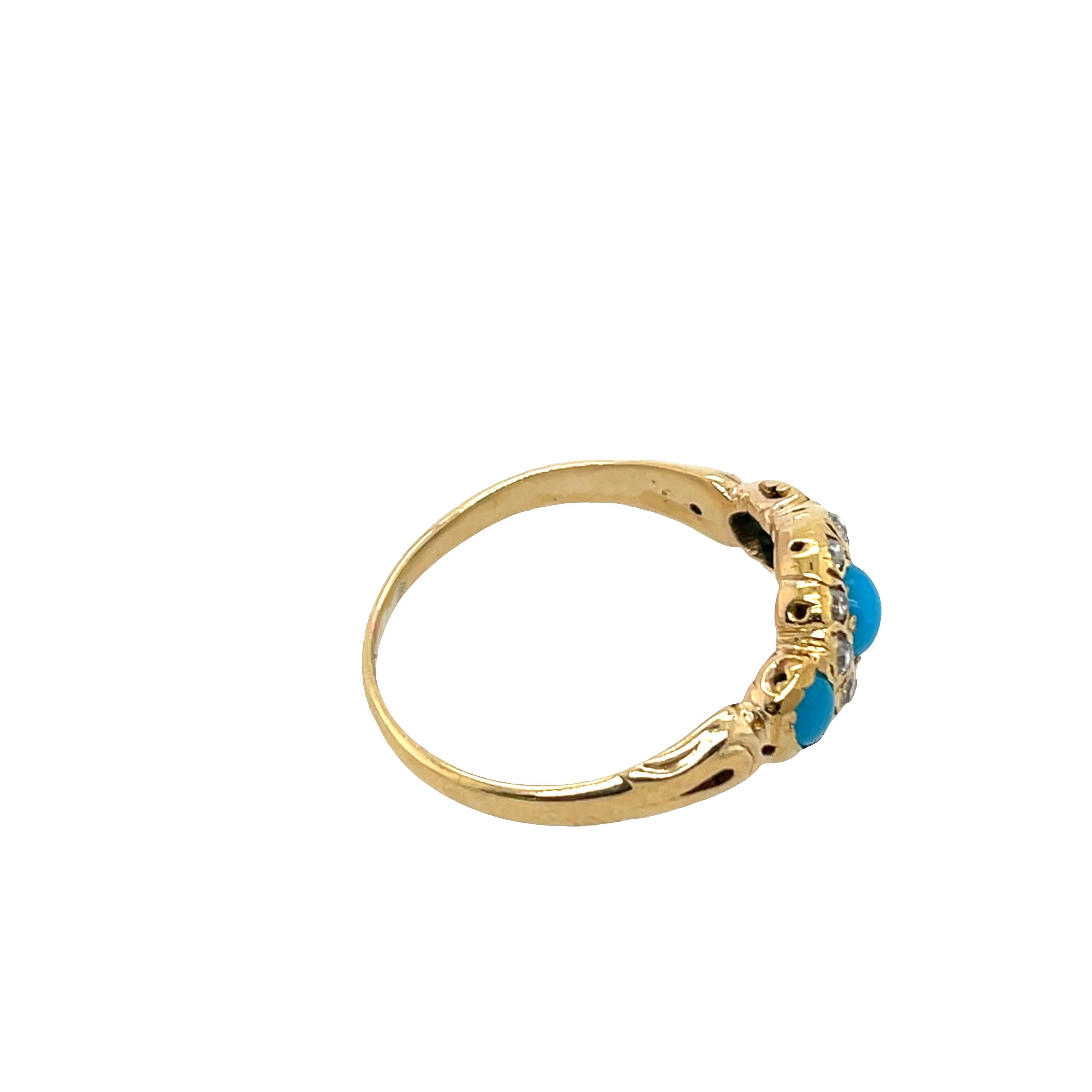 Anello in oro giallo 18 ct con diamanti turchesi incastonati sull'aureola In condizioni ottime in vendita a London, GB
