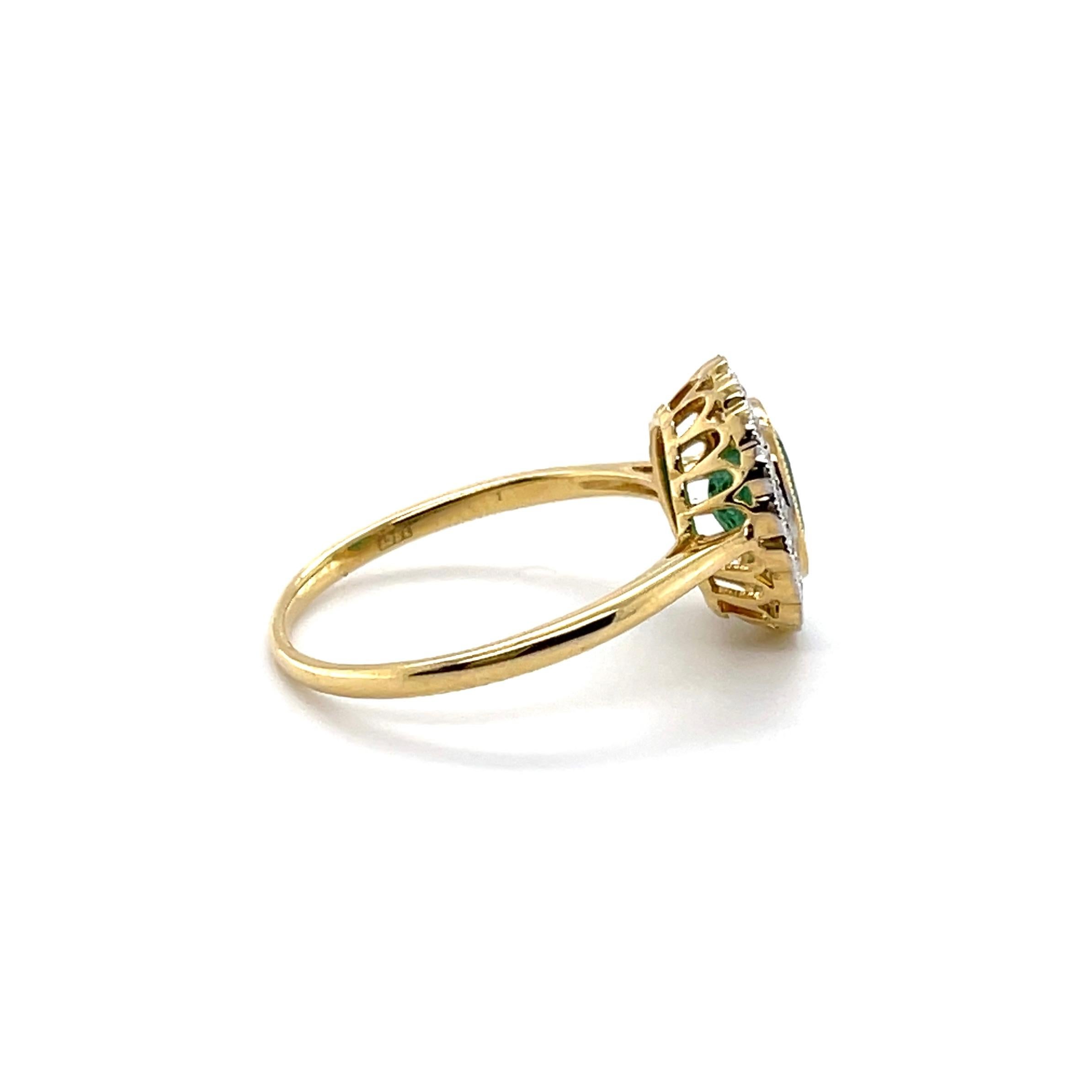 For Sale:  18ct Yellow Gold Ring with 1.10ct Emerald and Diamond 2