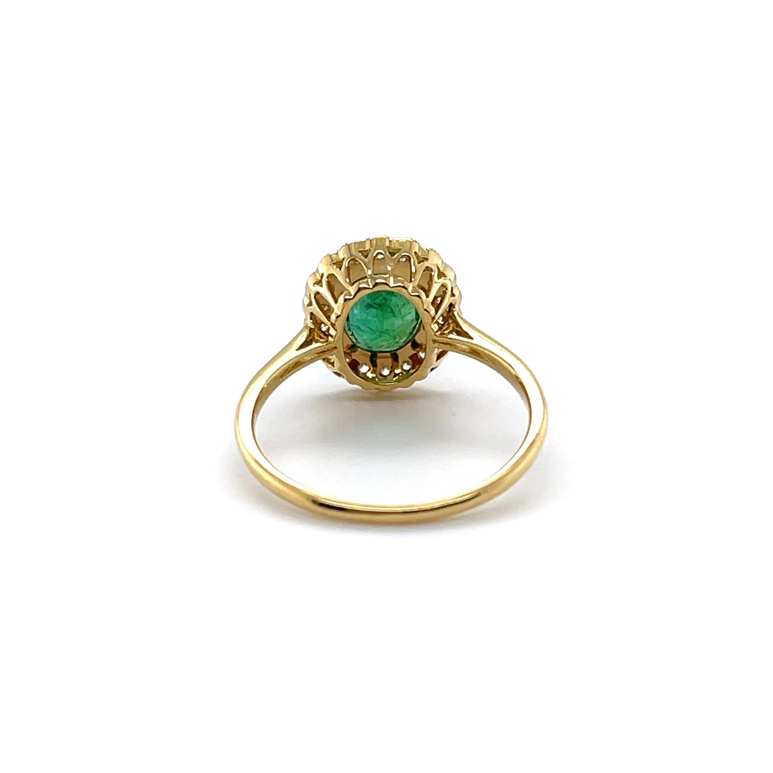 For Sale:  18ct Yellow Gold Ring with 1.10ct Emerald and Diamond 3