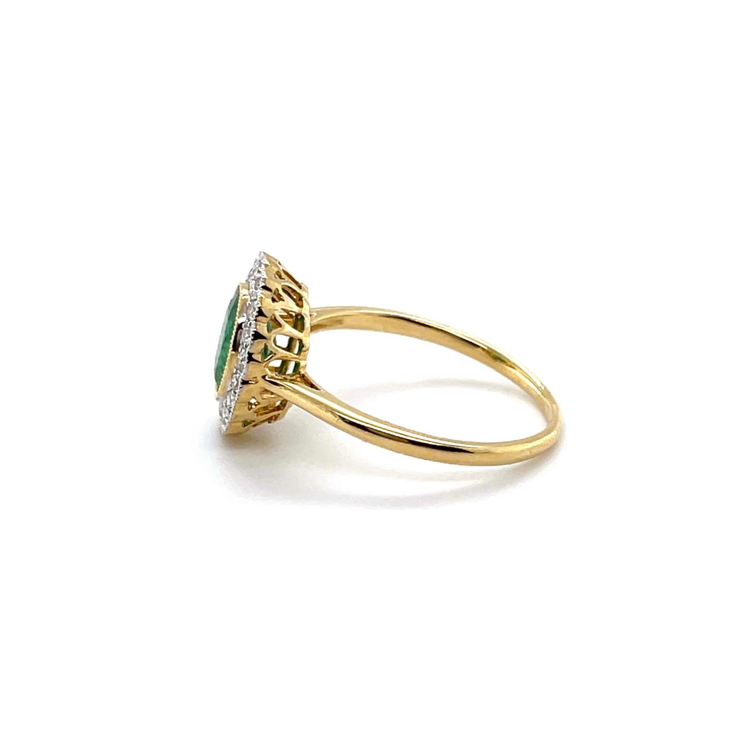 For Sale:  18ct Yellow Gold Ring with 1.10ct Emerald and Diamond 4