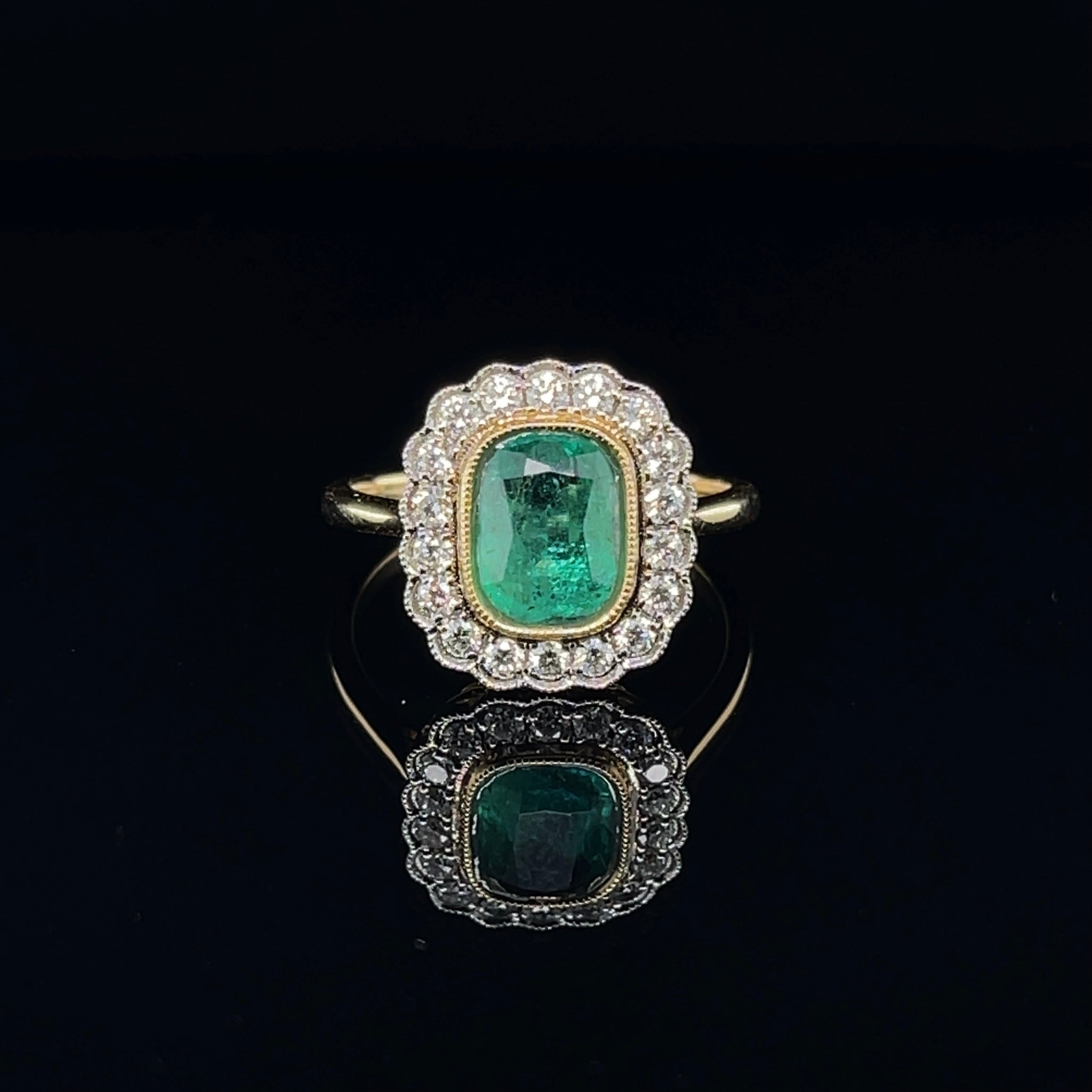 For Sale:  18ct Yellow Gold Ring with 1.40ct Emerald and Diamond 2