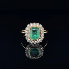 18ct Yellow Gold Ring with 1.40ct Emerald and Diamond