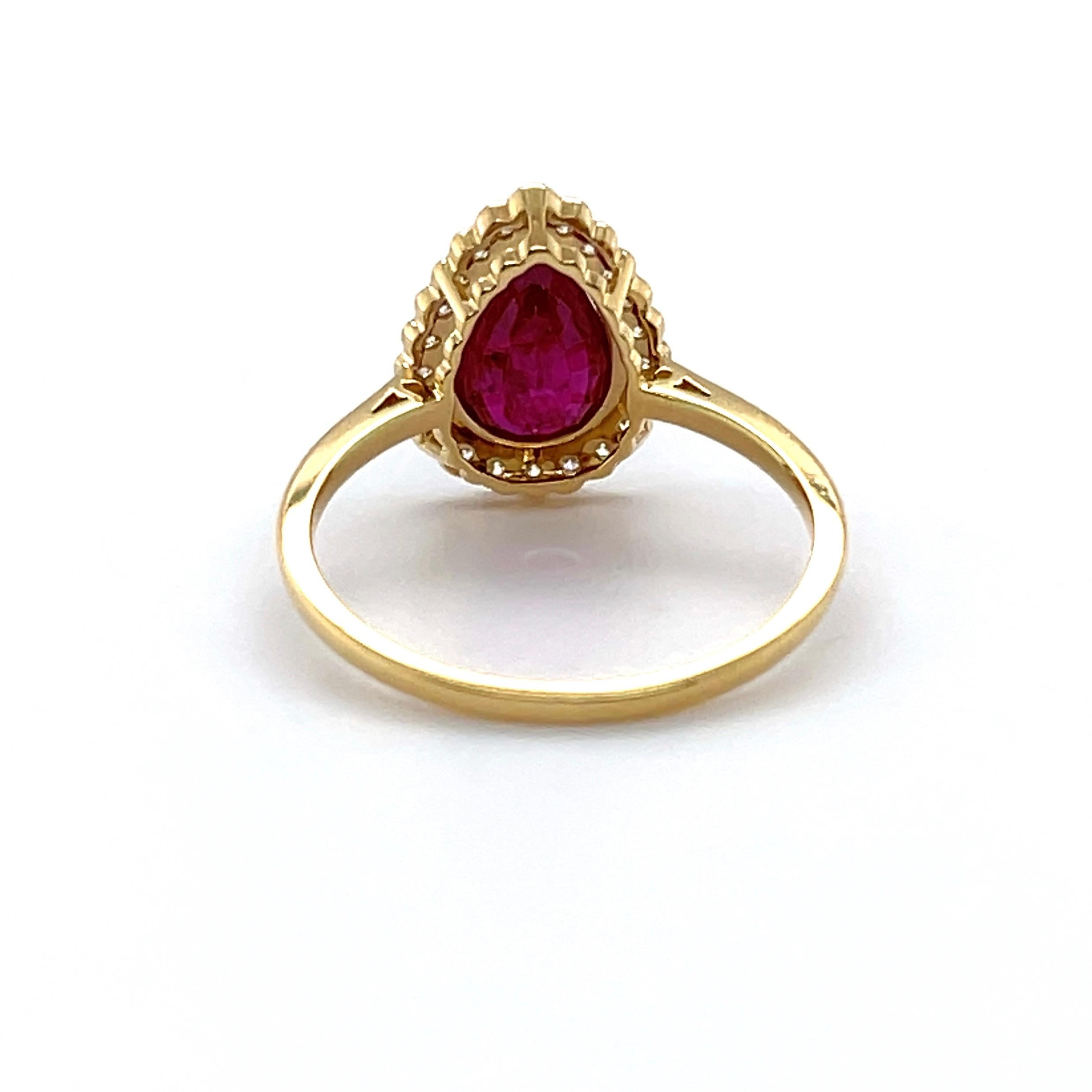 For Sale:  18ct Yellow Gold Ring with 'No Heat' 1.43ct Ruby and Diamond 4