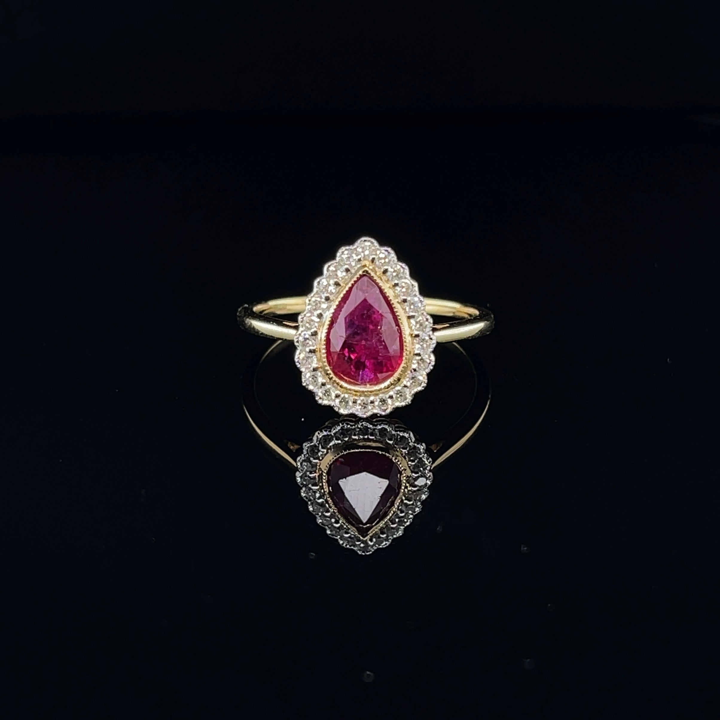 For Sale:  18ct Yellow Gold Ring with 'No Heat' 1.43ct Ruby and Diamond 6