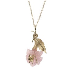 18ct Yellow Gold, Rose Quartz and Fluorite Bee and Flower Earrings