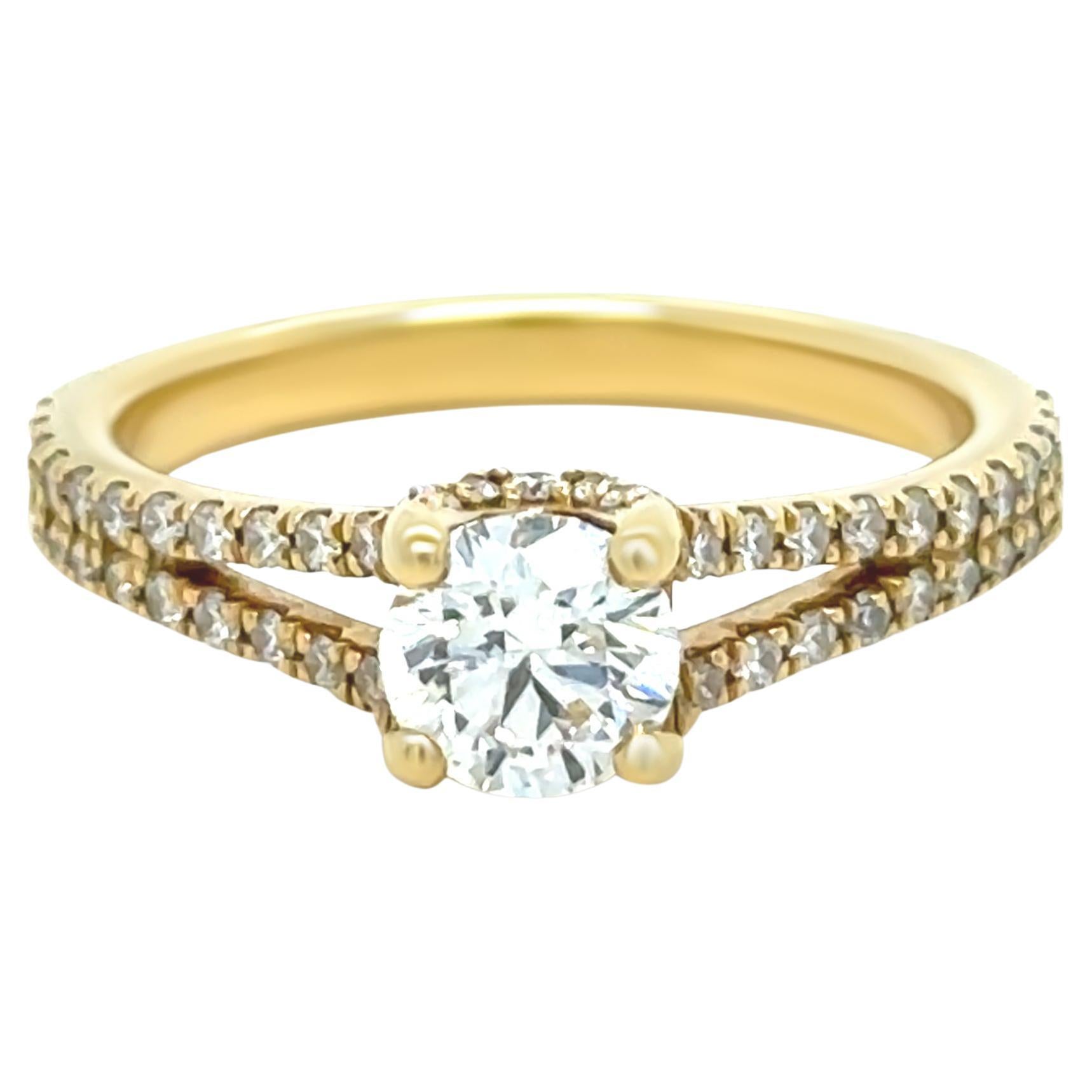 18 Karat Gelbgold Diamantring mit rundem Brillantschliff 0,87 Karat