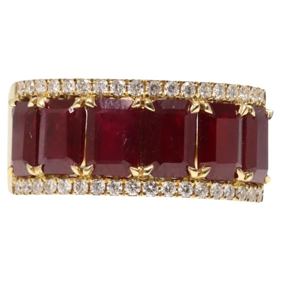 18ct Yellow Gold Ruby and Diamond Ring For Sale