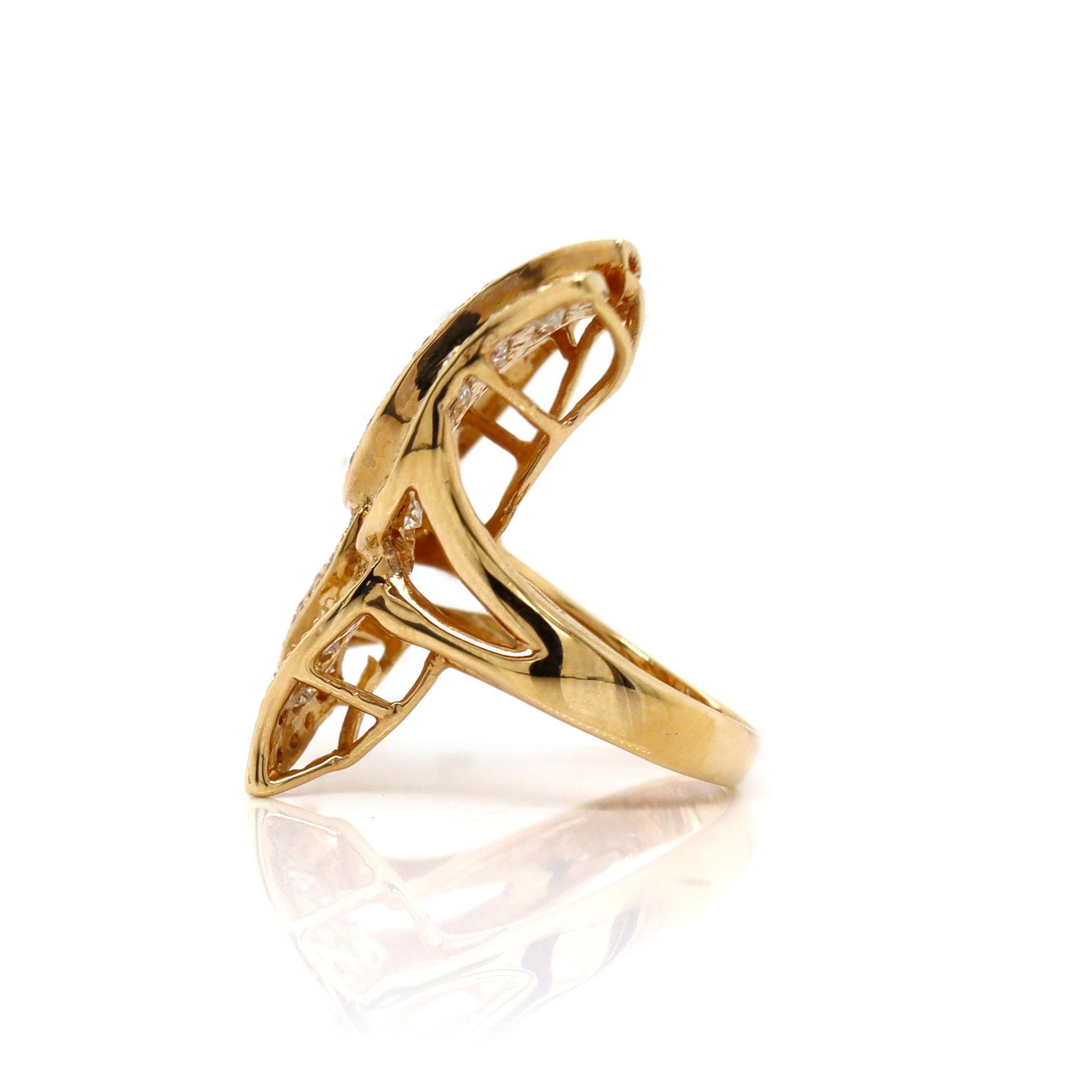 Women's or Men's 18ct Yellow Gold Ruby & Diamond Butterfly Ring For Sale