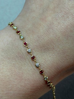 18ct Gelbgold Rubin & Diamant Kette Armband