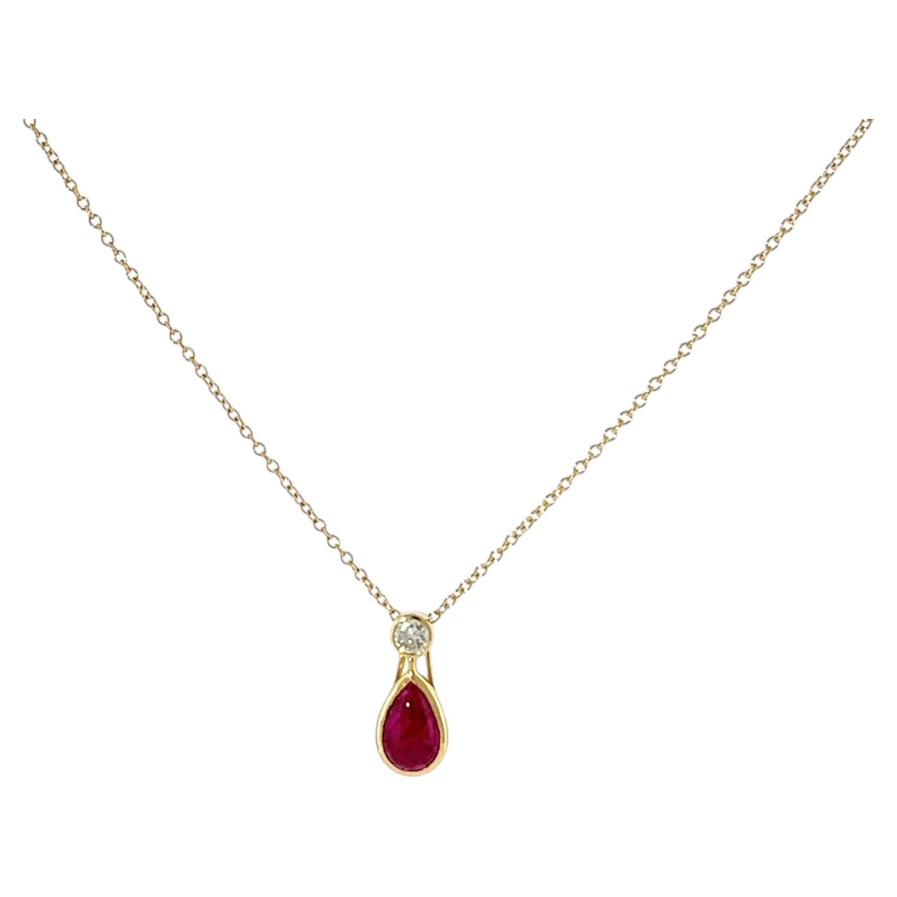 18ct Yellow Gold Ruby & Diamond Pendant, 1.67ct Natural Ruby