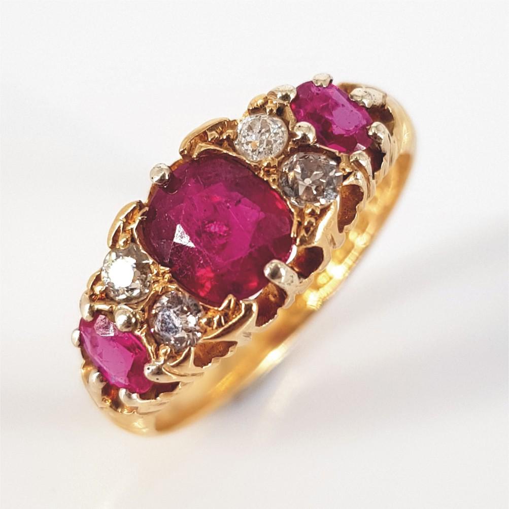 ruby and diamond ring 18ct yellow gold