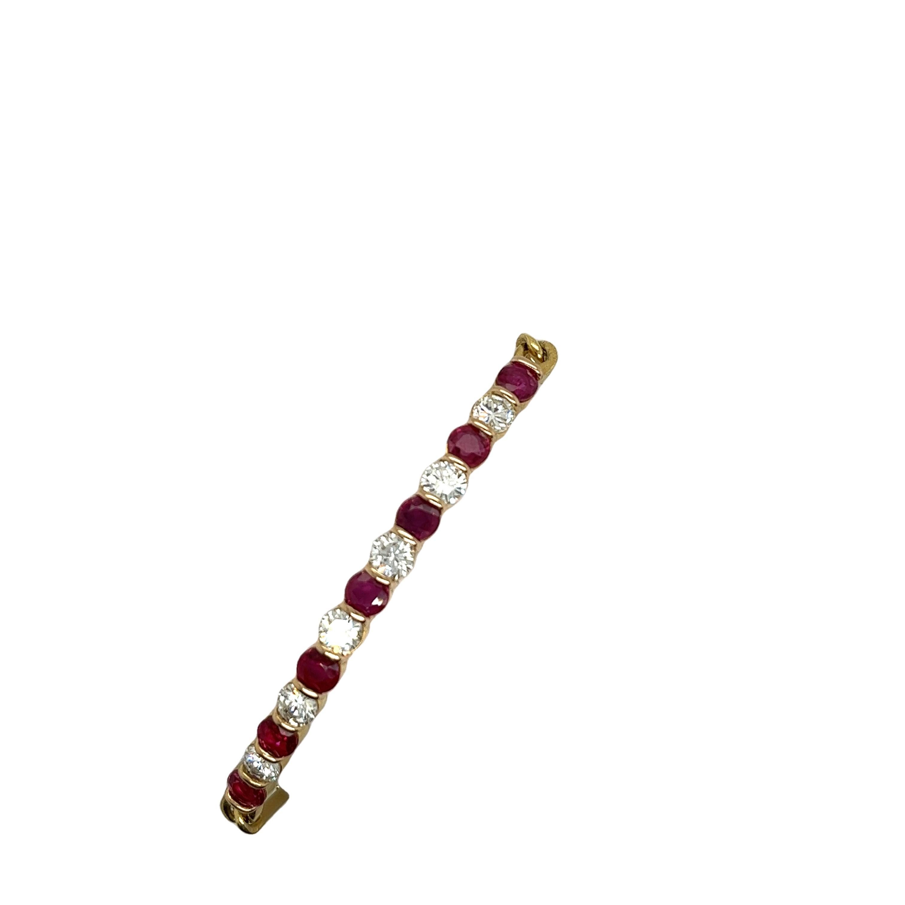 Armband aus 18 Karat Gelbgold mit Rubin und Diamanten, gefasst mit 1,50 Karat Diamanten und 1,75 Karat Rubin 2
