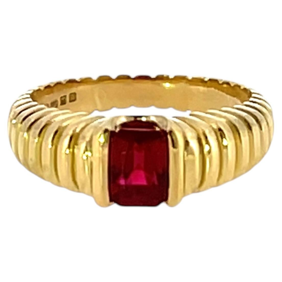 18ct Yellow Gold Ruby Ring – 1.02ct Octagonal Mixed Cut For Sale