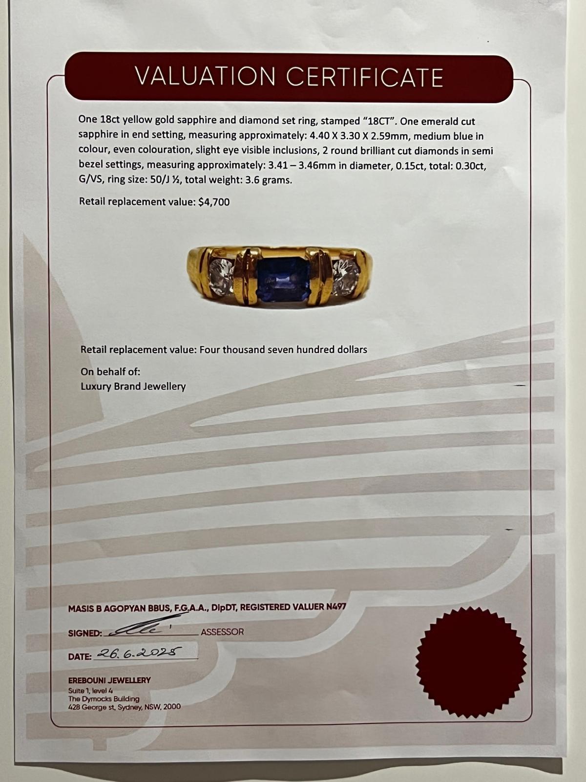 18ct Yellow Gold Sapphire and Diamond Ring 0.70ct 3.6g For Sale 2