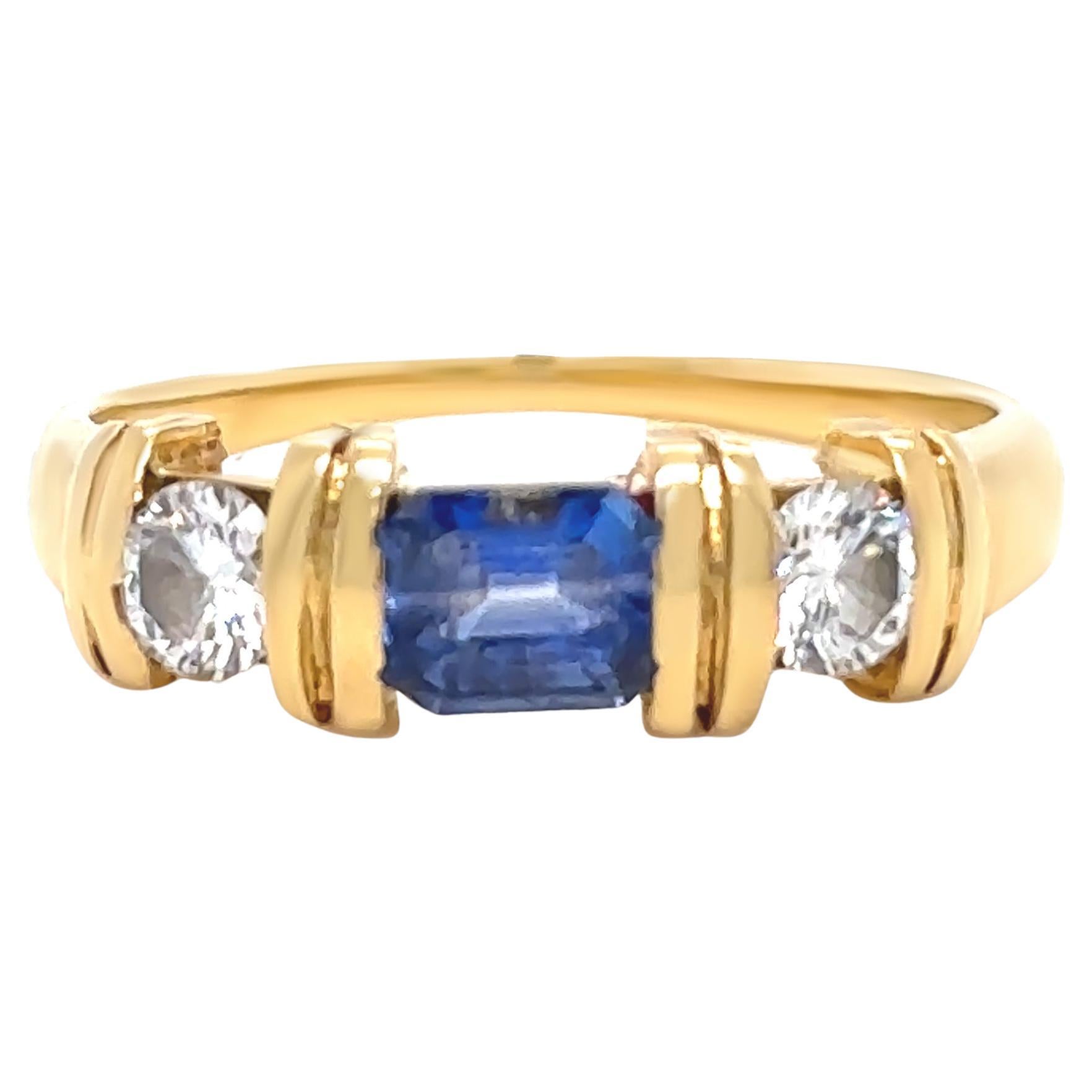 18ct Yellow Gold Sapphire and Diamond Ring 0.70ct 3.6g