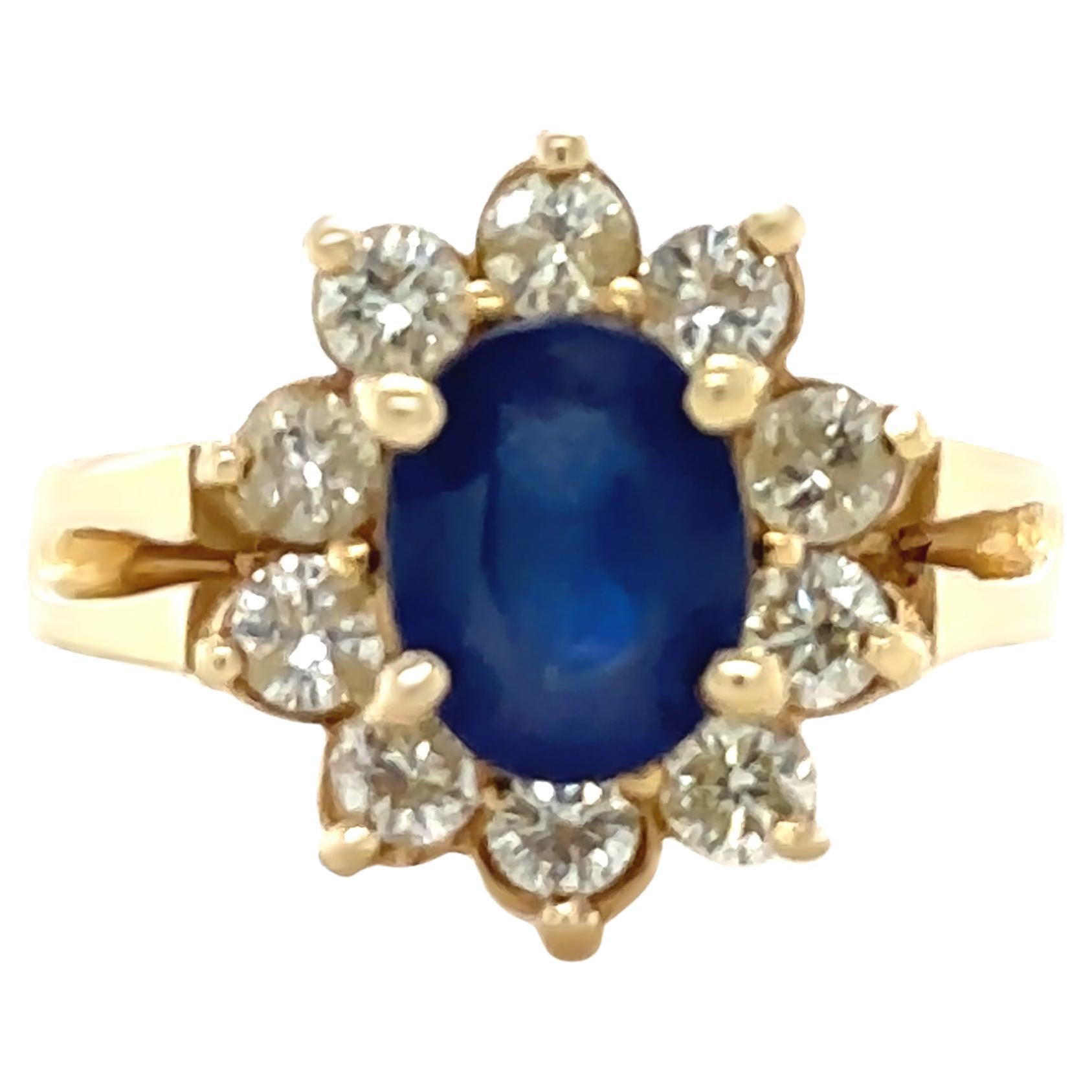 18ct Gelbgold Saphir und Diamant Ring 1.80ct 5.7g im Angebot