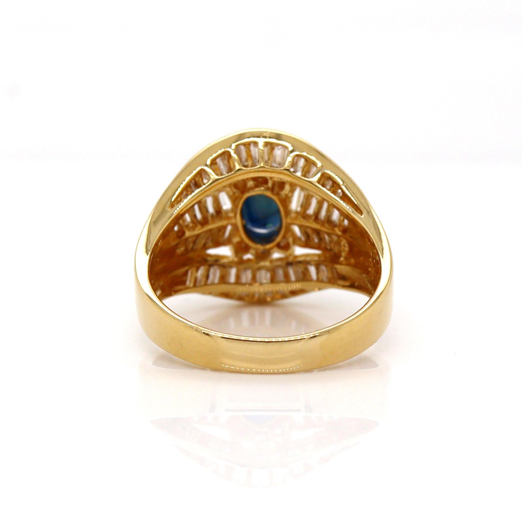 Bague en or jaune 18 carats, saphir et diamants en vente 1