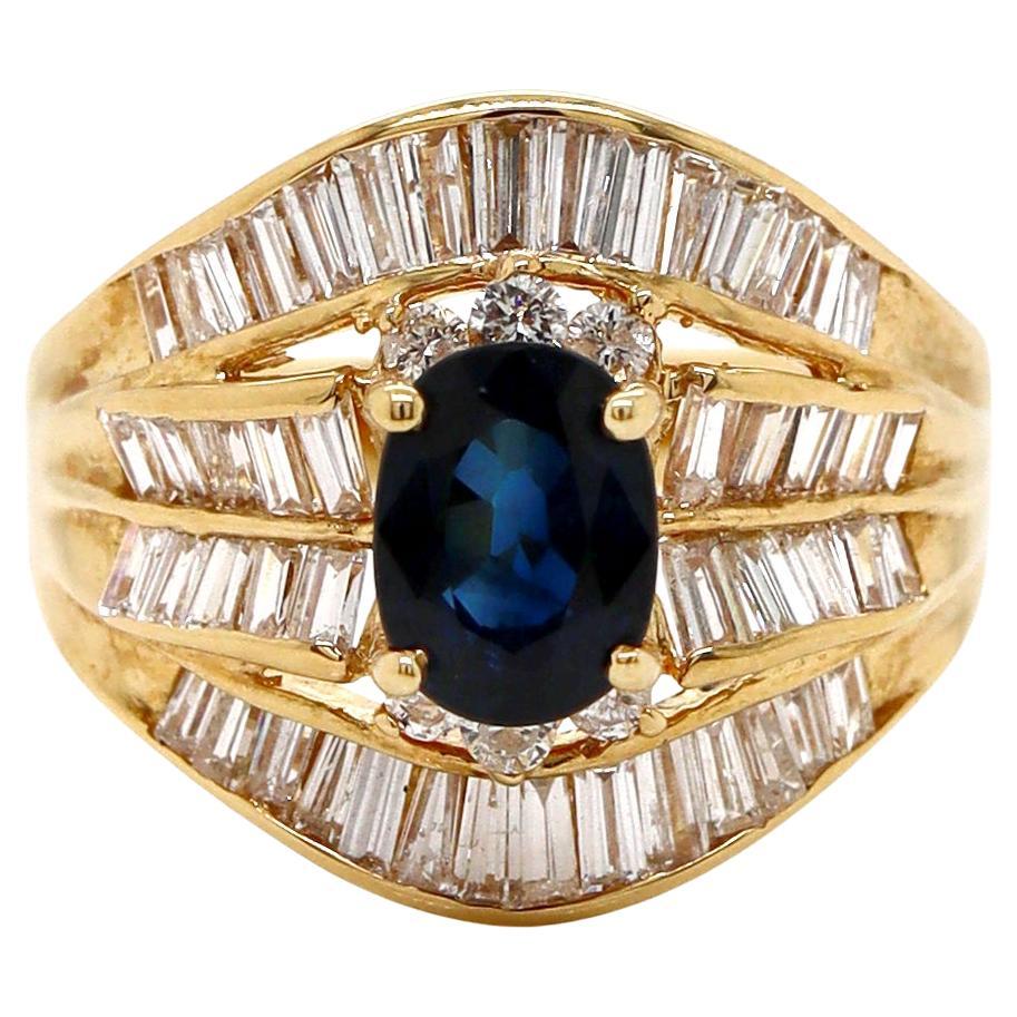 18ct Yellow Gold Sapphire and Diamond Ring