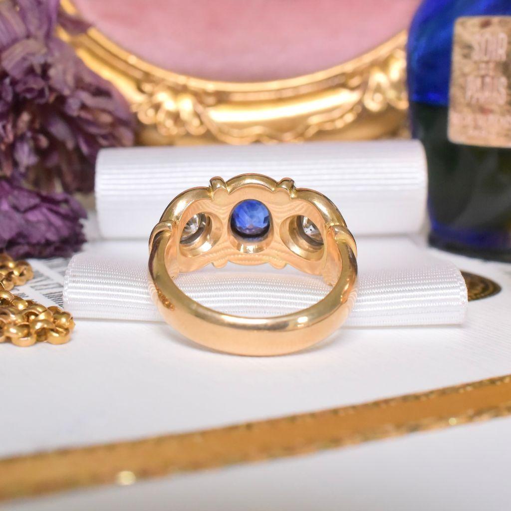 Contemporary 18ct Yellow Gold Sapphire And Diamond Ring Valuation Included For $9425.00 AUD