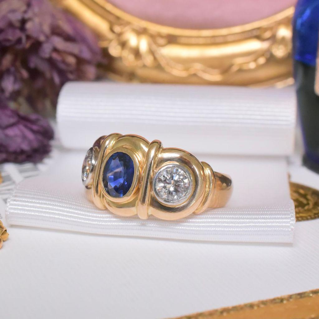 Brilliant Cut 18ct Yellow Gold Sapphire And Diamond Ring Valuation Included For $9425.00 AUD