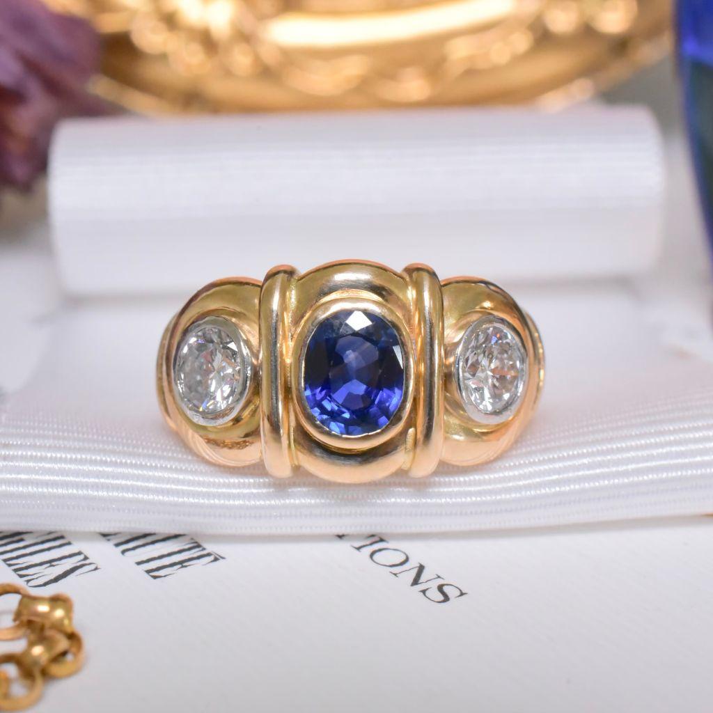 Women's or Men's 18ct Yellow Gold Sapphire And Diamond Ring Valuation Included For $9425.00 AUD