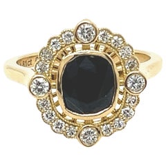 Anello con zaffiro e diamante in oro giallo 18ct con zaffiro naturale da 1,81ct