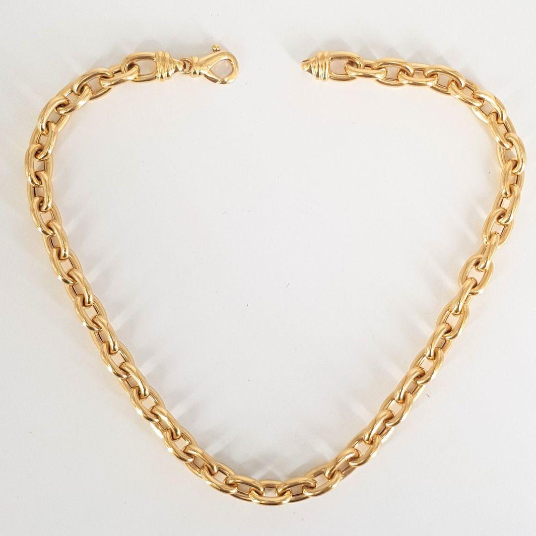 Extraordinary
Chain Attributes: 
Weight:			67.2gram 
Metal Colour:		Yellow gold
Metal:			18ct 
Chain measurements:
Length:                           	485mm
Width: 			11mm
 Bracelet Attributes
Metal:                     18ct Yellow gold
Weight:      